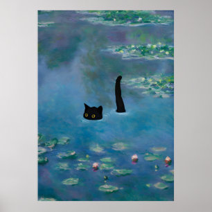Affiche Nénuphar Monet d'impression de chats