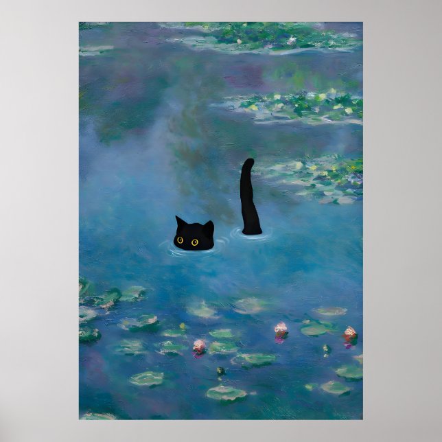 Affiche Nénuphar Monet d'impression de chats (Devant)