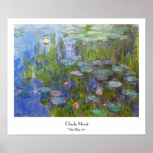 Affiche Nénuphars, Claude Monet 1915 frais, vieux, maîtr