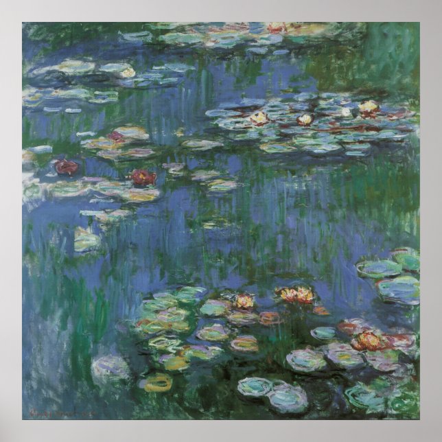 Affiche Nénuphars de Claude Monet, Fleurs Vintages (Devant)