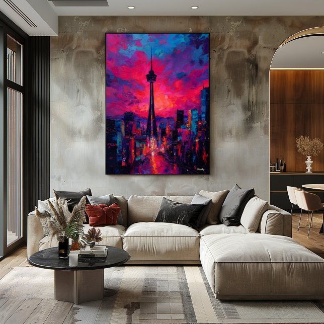 Affiche Neo Expressionist Seoul Skyline Vibrant Sunset (Créateur téléchargé)
