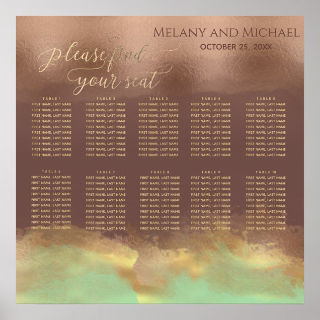 Affiche Neo menthe cannelle rose or feuille aquarelle (Devant)