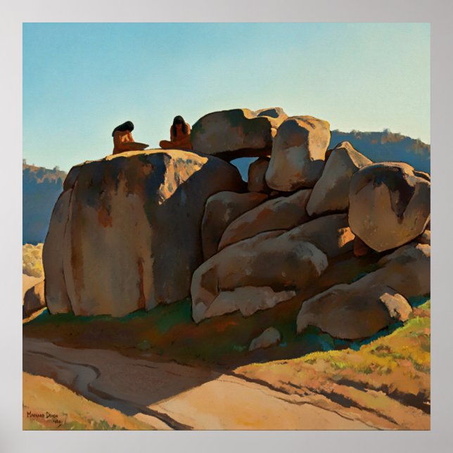 Affiche "Néolithic Afternoon" par Maynard Dixon (Devant)