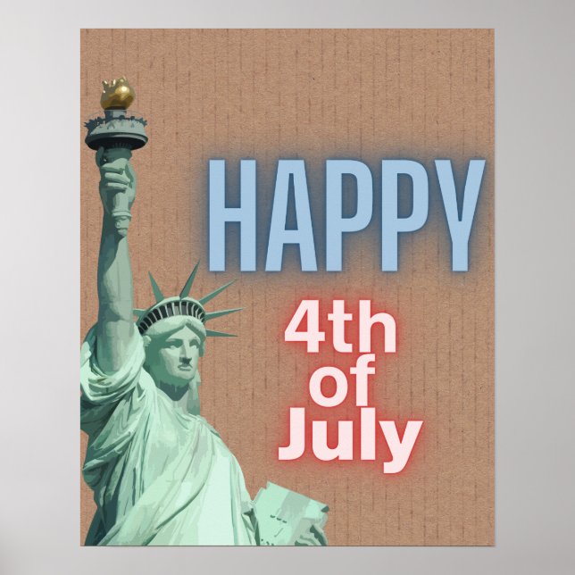 Affiche Neon 4th of July Liberty Statue  (Devant)