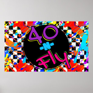 Affiche Néon 80's Rétro 40 ans Fly Hip Hop 40e Anniversair