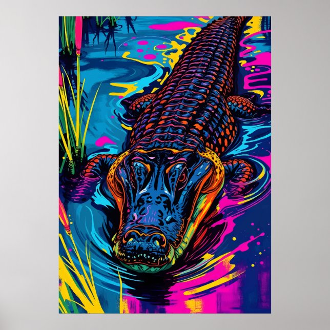Affiche Neon Alligator (Devant)