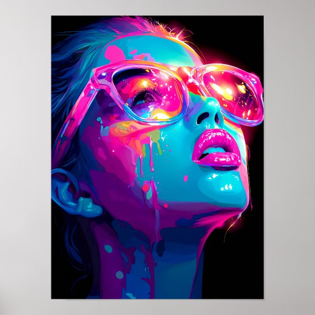 Affiche Neon Aura | Impression d'art pop Baddie en (Devant)