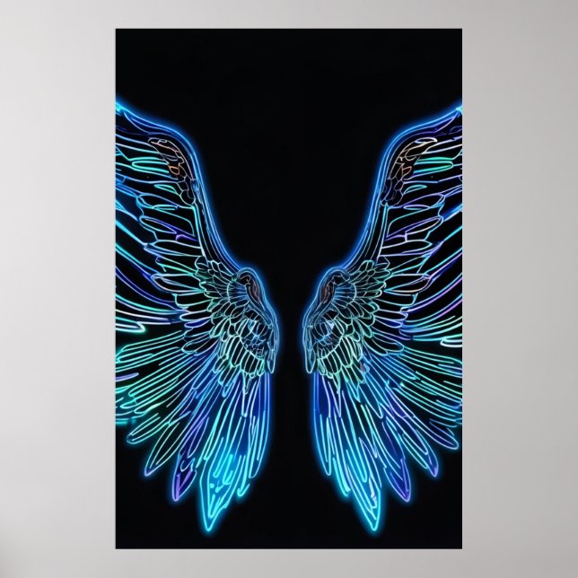 Affiche Neon Black et Blue Angle ailes (Devant)