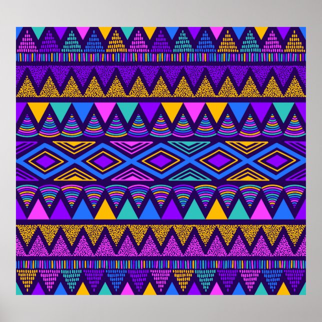 Affiche Neon Blue : Tribal Navajo Motif (Devant)
