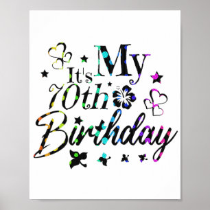Affiche neon bokeh texturé c'est mon 70e anniversaire
