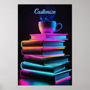 Affiche Neon Books Et Café 2