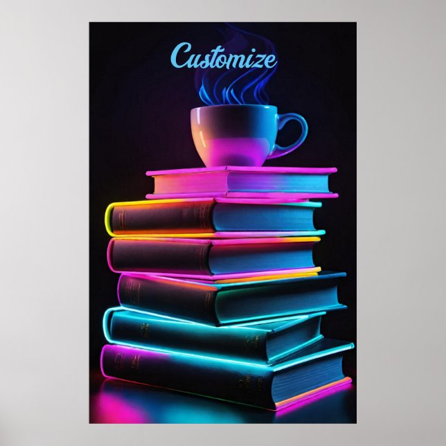 Affiche Neon Books Et Café 2 (Devant)