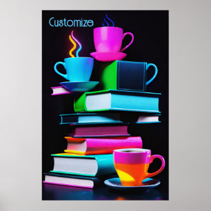 Affiche Neon Books Et Café 3