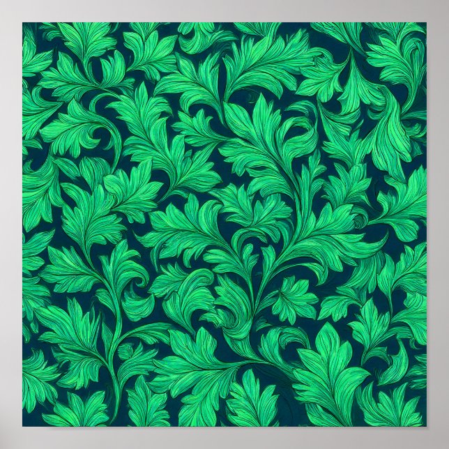 Affiche Neon Botanical Texture: Seamless Luminous Ivy (Devant)