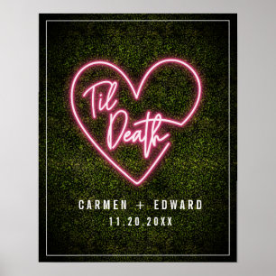 Affiche Neon Boxwood Til Death Neon Heart Mariage Bienvenu