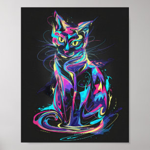 Affiche Neon Cat en mouvement Abstrait