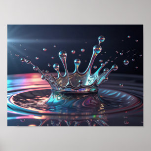 Affiche Neon Chrome Couronne Splash
