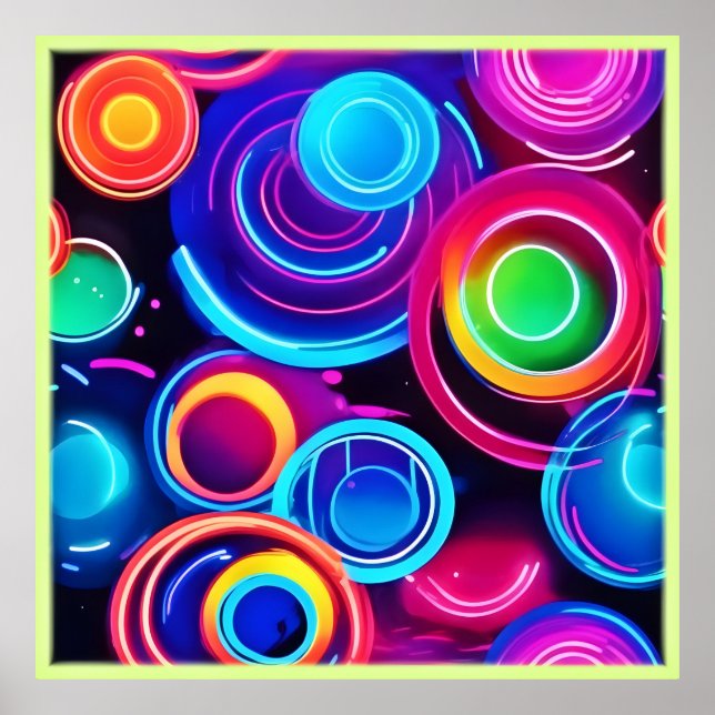 Affiche Neon Circles Art Abstrait (Devant)