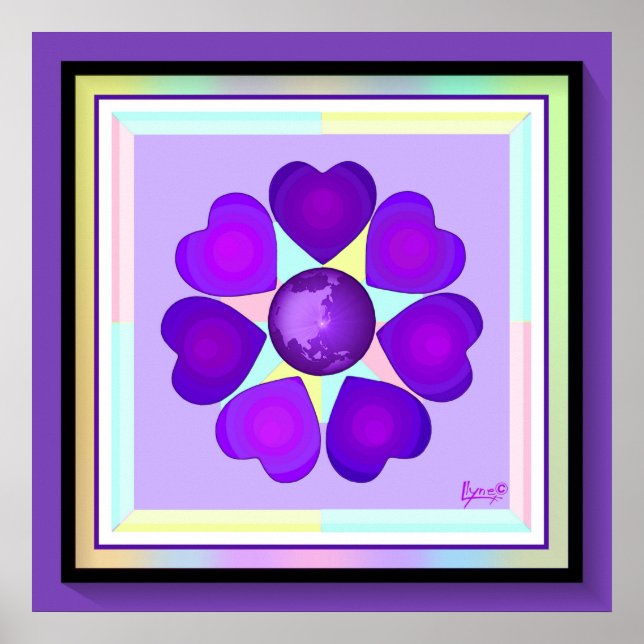 Affiche NEON & coeur violet battre (Devant)