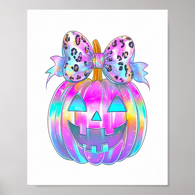 Affiche Neon Coquette Citrouille d'Halloween (Devant)