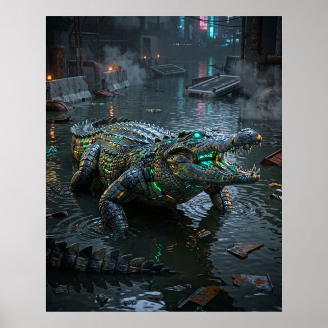 Affiche Neon Crocodile Flooded Sector (Devant)