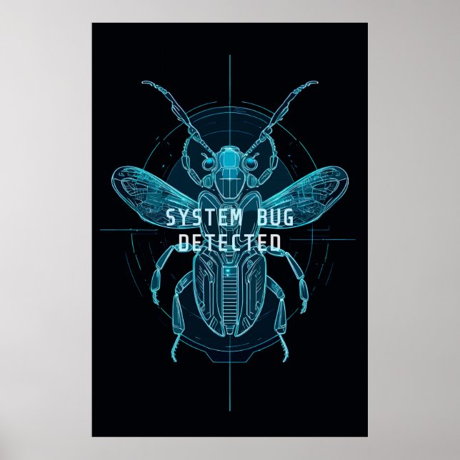 Affiche Neon Cyber Bug Detected IT Programmer Humor (Devant)