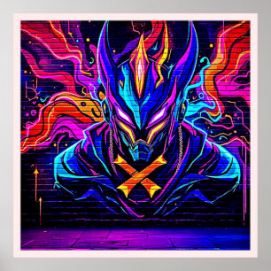 Affiche Neon Cyber Guardian Art