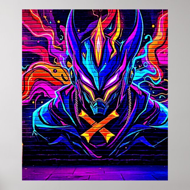 Affiche Neon Cyber Guardian Art (Devant)