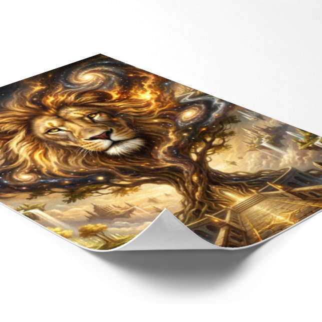Affiche Neon Cyber Lion Wall Art Print – Futuristic Fantas (Coin)
