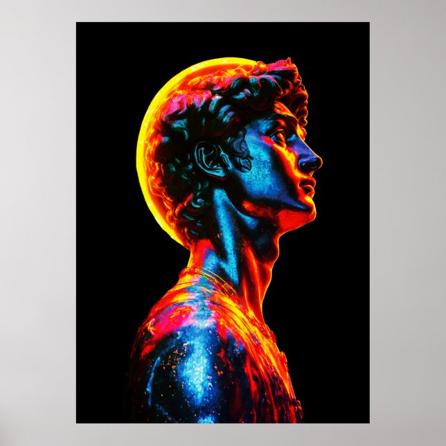 Affiche Neon David Statue  (Devant)