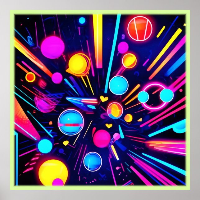 Affiche Neon Dreams - Formes et couleurs psychédéliques (Devant)