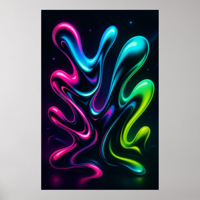 Affiche Neon Dreams II Abstract Canvas | Chrome Wall Art (Devant)