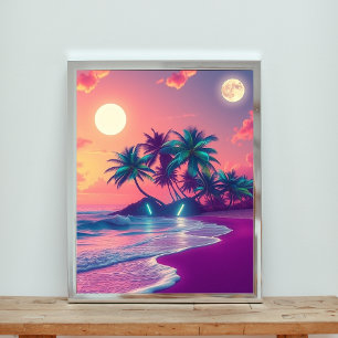 Affiche Neon Dreams : Un coucher de soleil serein sur une