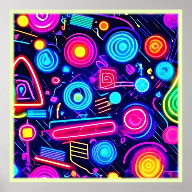 Affiche Neon Dreamscape : Un art Abstrait vibrant (Devant)