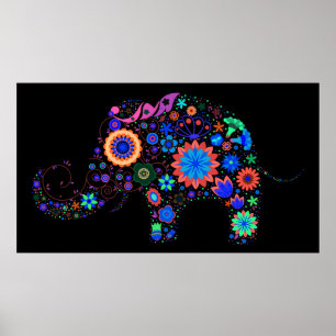 Affiche Neon Elephant