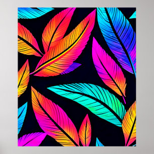 Affiche Neon Feather Motif Art Vibrant