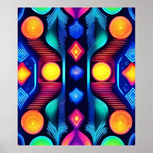 Affiche Neon Geometry Mandala Art
