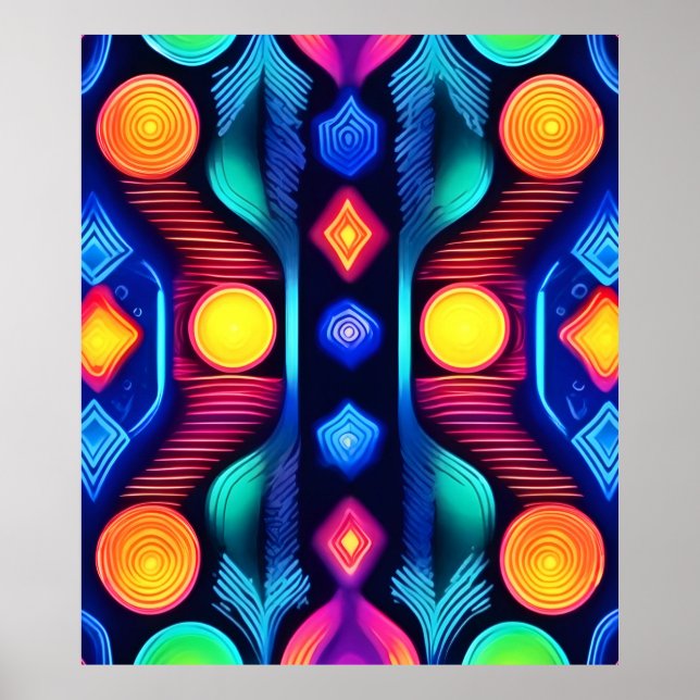 Affiche Neon Geometry Mandala Art (Devant)