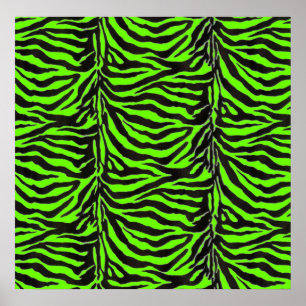 Affiche Neon Green Zebra Arrière - plan de texture de peau