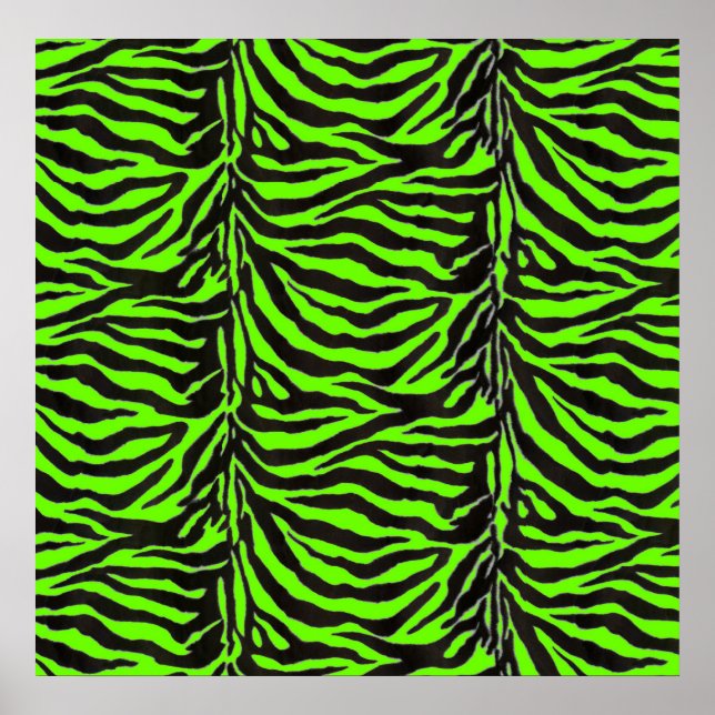 Affiche Neon Green Zebra Arrière - plan de texture de peau (Devant)