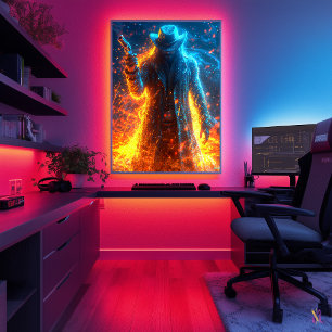 Affiche Neon Gunslinger – Hors-la-loi cyberpunk de l'Ouest