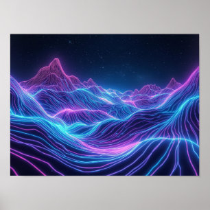 Affiche Neon Horizon : une odyssée topographique à travers