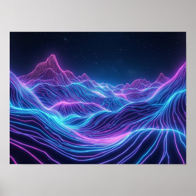 Affiche Neon Horizon : une odyssée topographique à travers (Devant)