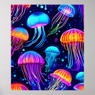 Affiche Neon Jellyfish Dreams