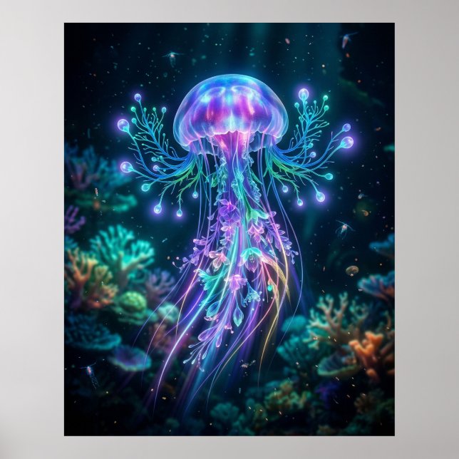 Affiche Neon Jellyfish Electric Deep (Devant)