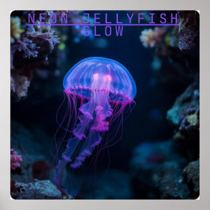 Affiche Neon Jellyfish Glow sous la grotte