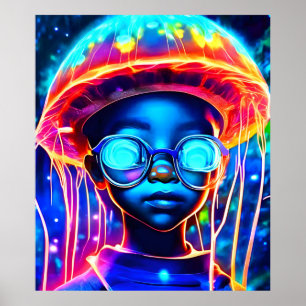Affiche Neon Jellyfish Vision de l'enfant