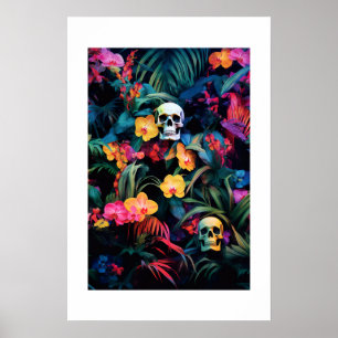 Affiche Neon Jungle   Fleurs orchidées