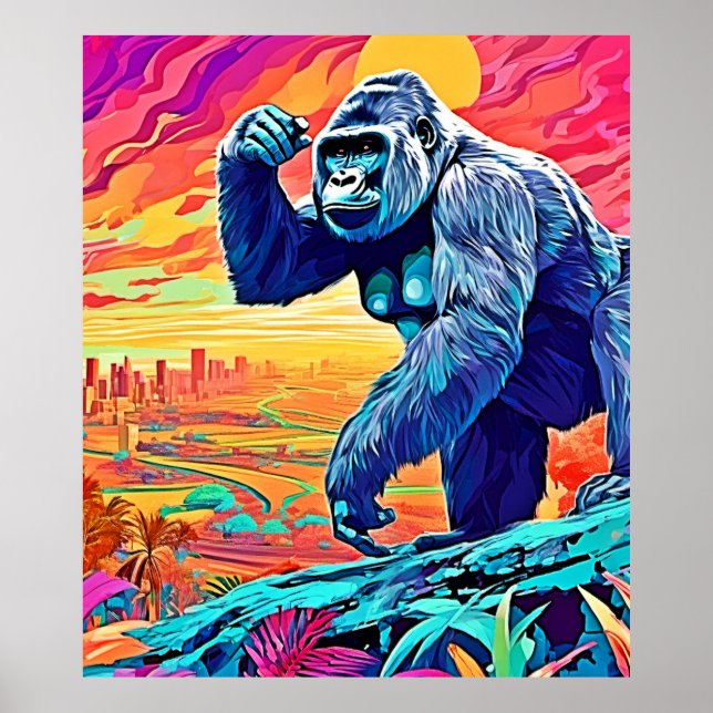 Affiche Neon Jungle Gorilla Imaginaire urbain (Devant)
