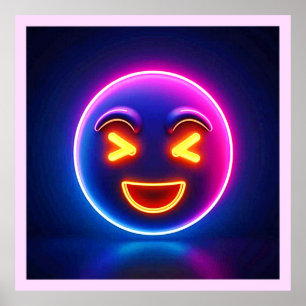 Affiche Neon Laughing Emoji Joy